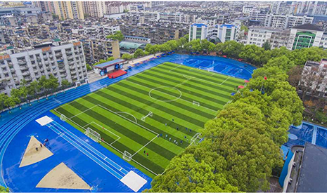 綠城體育學(xué)校運(yùn)動(dòng)場(chǎng)人造草坪亮相體博會(huì)，全環(huán)保專(zhuān)用人造草坪守護(hù)學(xué)生健康